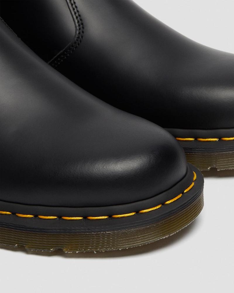 Dr Martens 2976 Yellow Stitch Smooth Læder Chelsea Støvler Herre Sort | DK 492GSO
